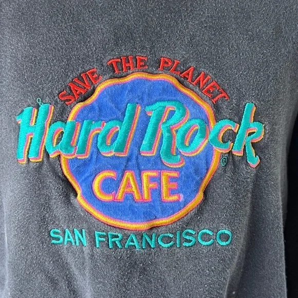 Vtg 90s Hard Rock Cafe San Francisco Sweater Black Men’s Sz L Made In USA